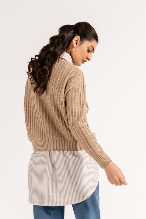 EYELET DETAIL CARDIGAN