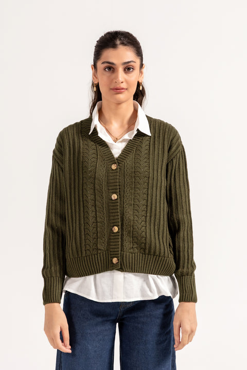 EYELET DETAIL CARDIGAN
