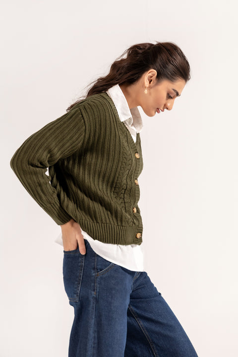 EYELET DETAIL CARDIGAN