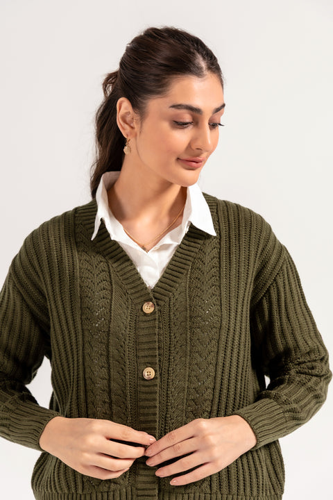 EYELET DETAIL CARDIGAN