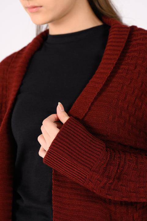 FOLD-OVER COLLAR CARDIGAN