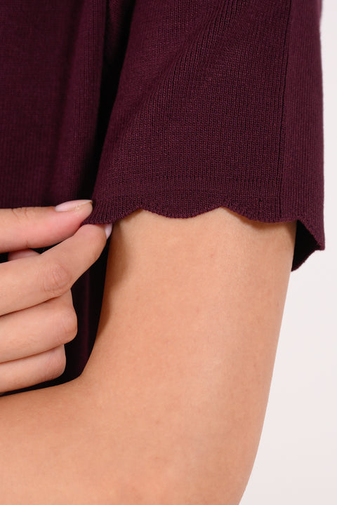 SCALLOPED BUTTON DOWN SWEATER
