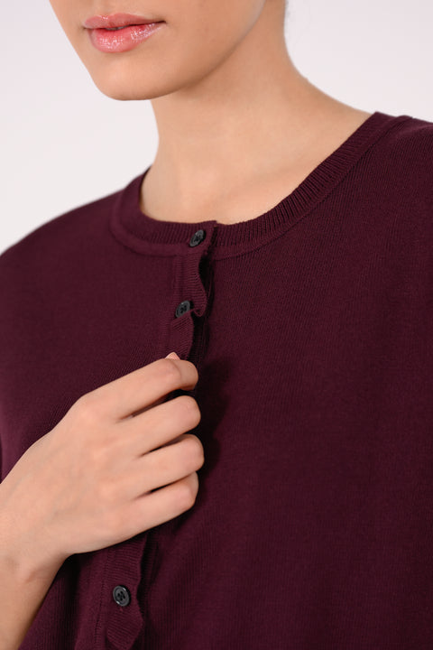 SCALLOPED BUTTON DOWN SWEATER