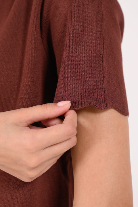 SCALLOPED BUTTON DOWN SWEATER