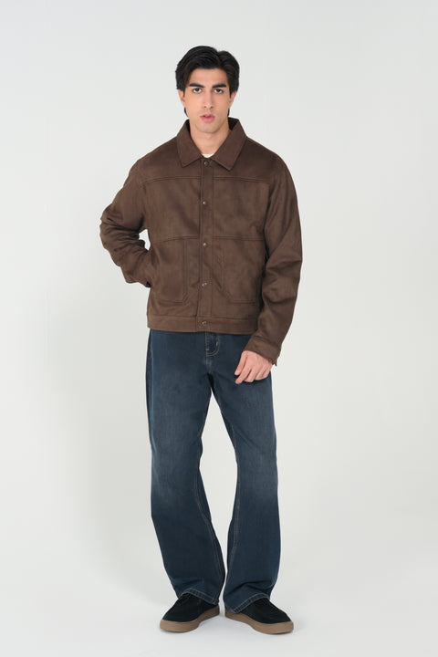 FAUX SUEDE LEATHER JACKET