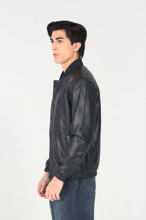 FAUX LEATHER BOMBER JACKET