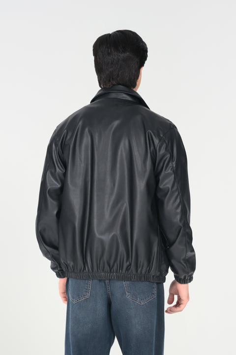 FAUX LEATHER BOMBER JACKET