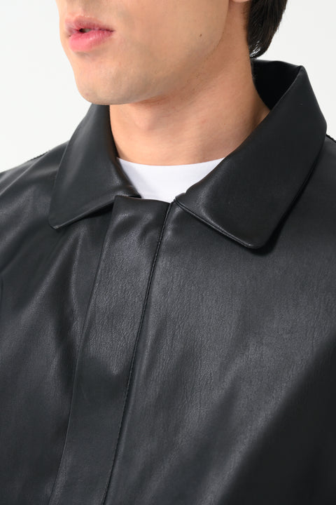 FAUX LEATHER BOMBER JACKET