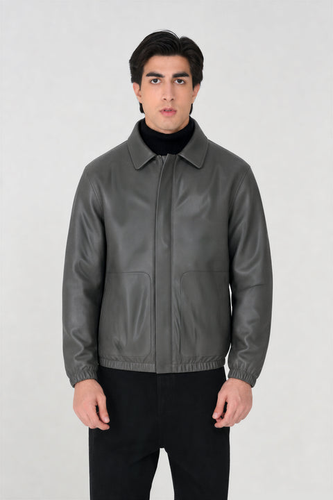 FAUX LEATHER BOMBER JACKET