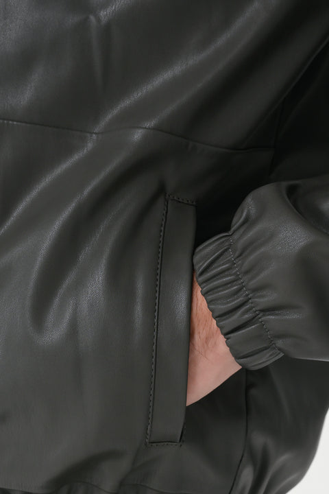 FAUX LEATHER BOMBER JACKET