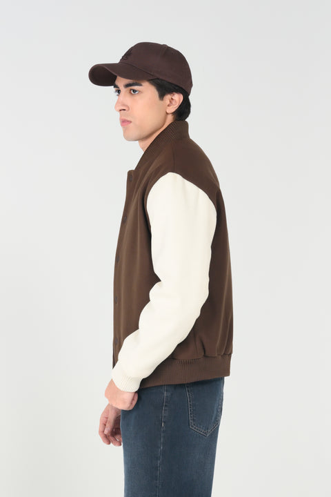 CONTRAST SLEEVE VARSITY JACKET