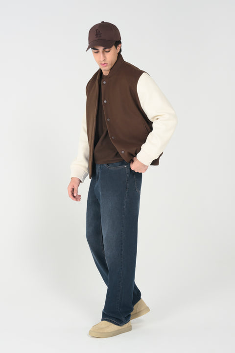 CONTRAST SLEEVE VARSITY JACKET