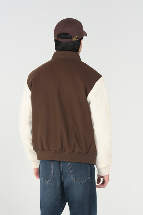CONTRAST SLEEVE VARSITY JACKET