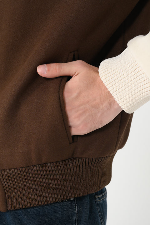 CONTRAST SLEEVE VARSITY JACKET