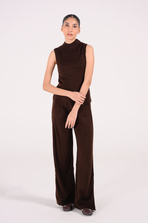 SLEEVELESS MOCK NECK SWEATER