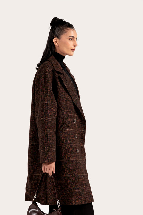 CHECKERED COAT WITH WELT POCKET