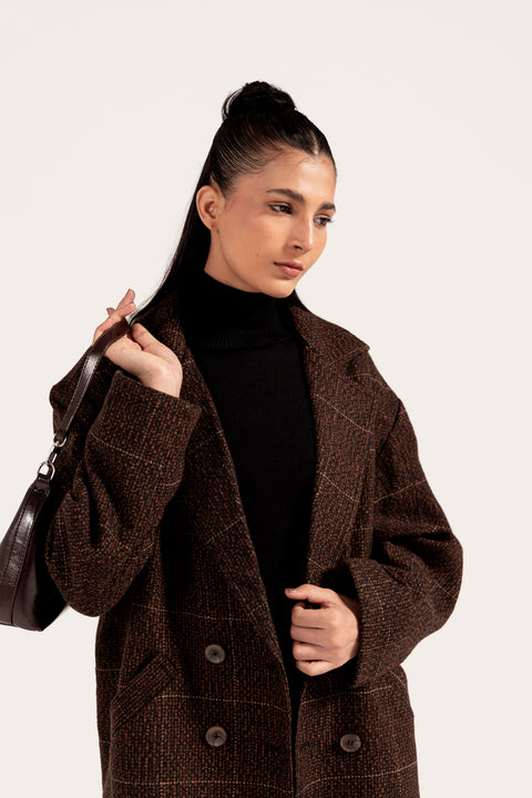 CHECKERED COAT WITH WELT POCKET