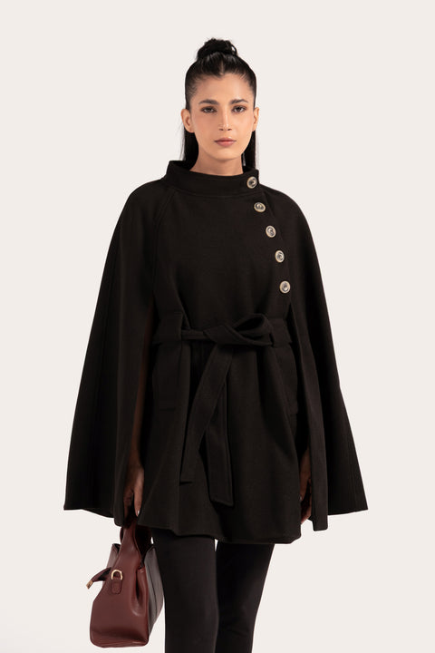 CAPE COAT WITH BELT DETAIL