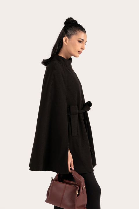 CAPE COAT WITH BELT DETAIL