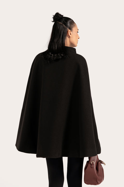 CAPE COAT WITH BELT DETAIL