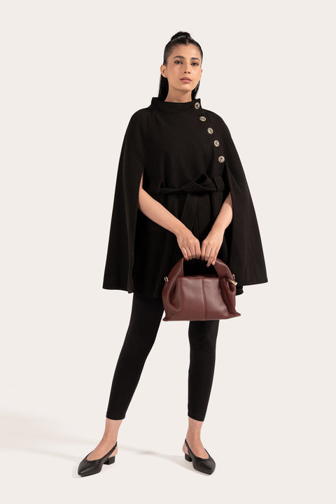 CAPE COAT WITH BELT DETAIL