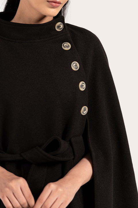 CAPE COAT WITH BELT DETAIL