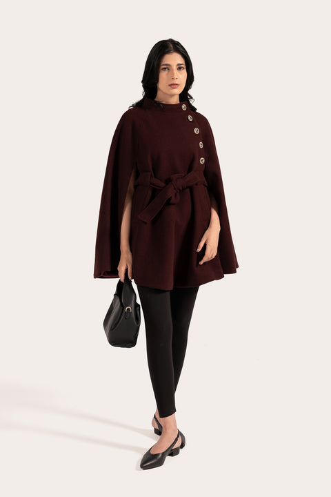 CAPE COAT WITH BELT DETAIL