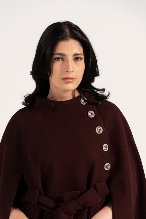 CAPE COAT WITH BELT DETAIL