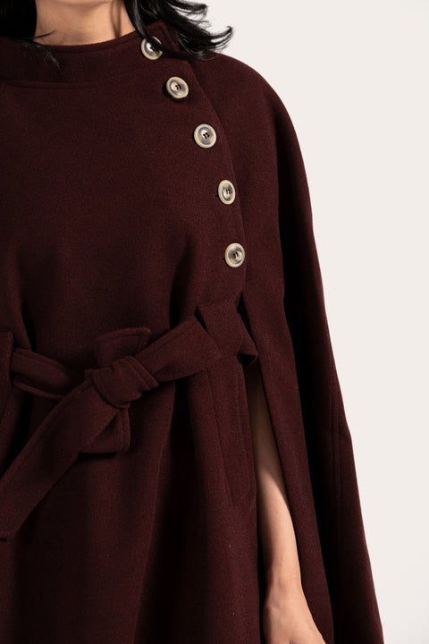 CAPE COAT WITH BELT DETAIL