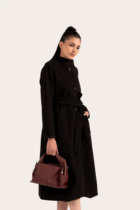 MOCK NECK LONG COAT