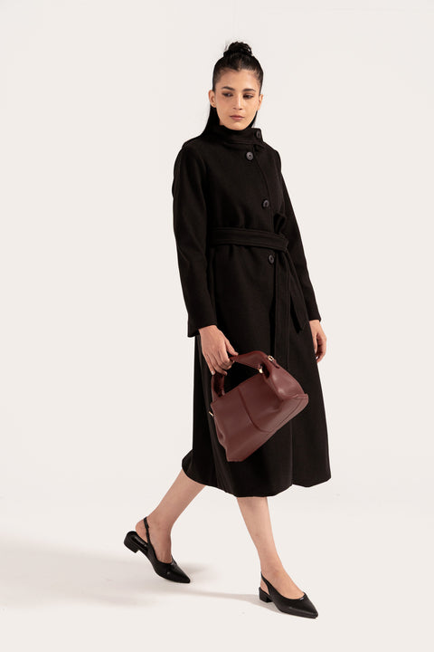 MOCK NECK LONG COAT
