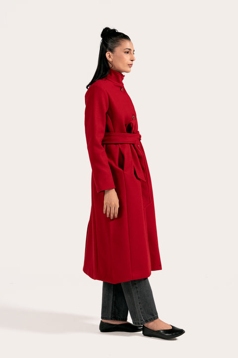 MOCK NECK LONG COAT
