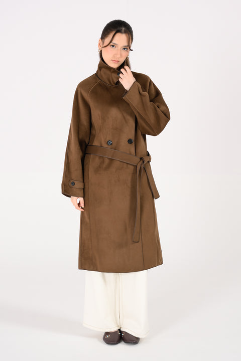 MOCK NECK COAT WITH TIPPING DETAIL
