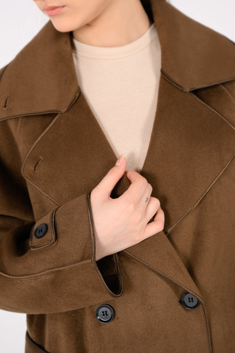 MOCK NECK COAT WITH TIPPING DETAIL