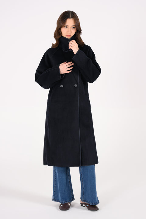 MOCK NECK COAT WITH TIPPING DETAIL