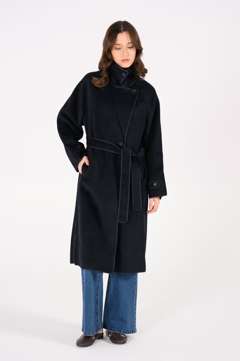 MOCK NECK COAT WITH TIPPING DETAIL