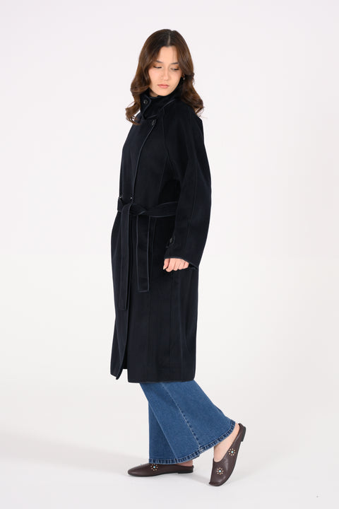 MOCK NECK COAT WITH TIPPING DETAIL