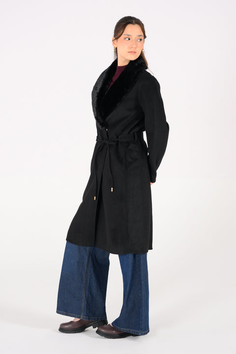 FAUX FUR BELTED COAT