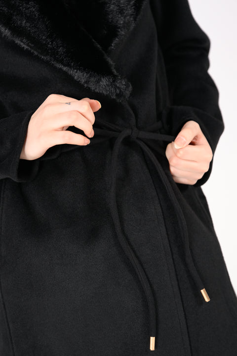 FAUX FUR BELTED COAT
