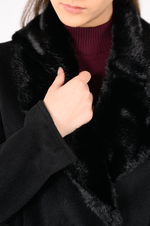 FAUX FUR BELTED COAT