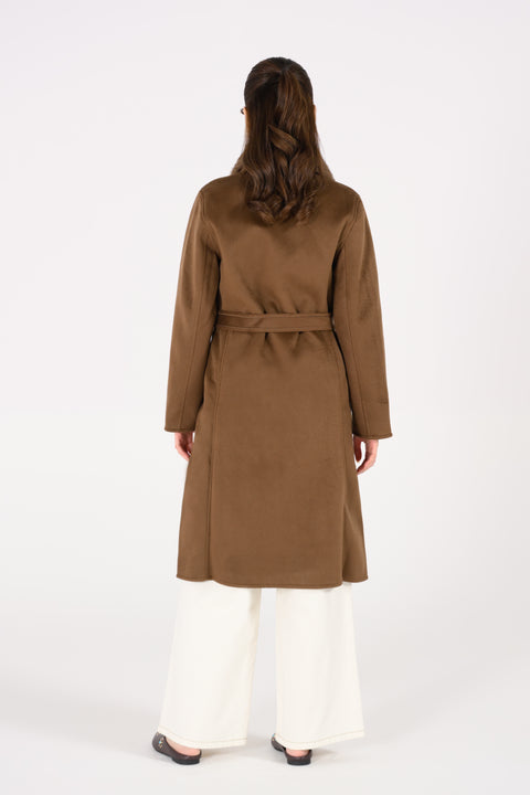 FAUX FUR BELTED COAT