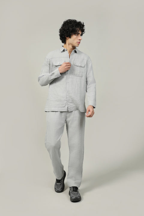 BAGGY FIT BUTTON DOWN RIPPLE SHIRT