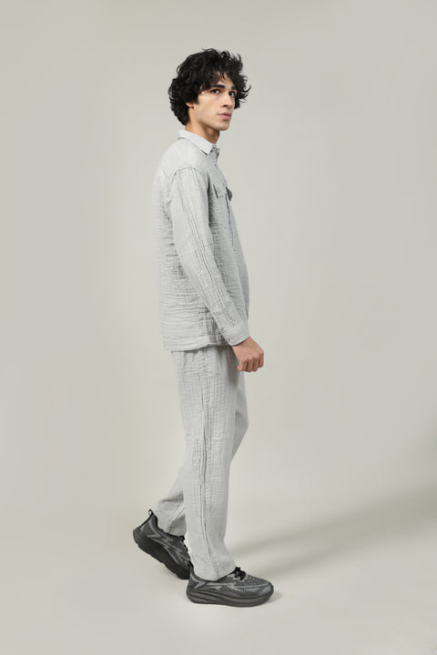 BAGGY FIT BUTTON DOWN RIPPLE SHIRT
