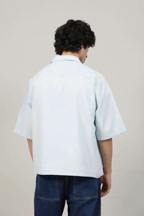 BOXY FIT RESORT COLLAR LINEN SHIRT