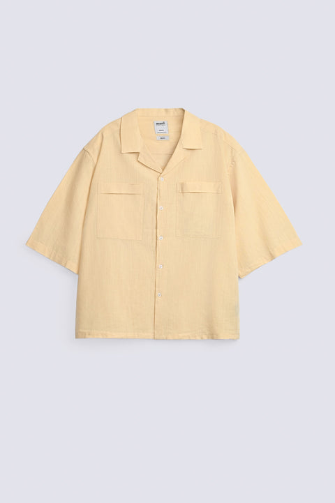 BOXY FIT RESORT COLLAR LINEN SHIRT
