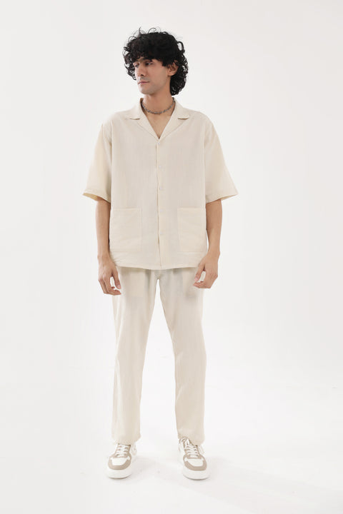BAGGY FIT RESORT COLLAR LINEN SHIRT