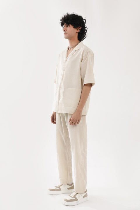 BAGGY FIT RESORT COLLAR LINEN SHIRT
