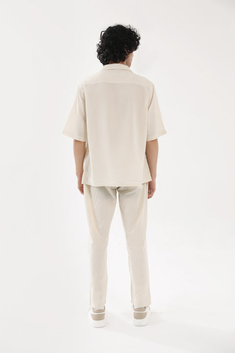 BAGGY FIT RESORT COLLAR LINEN SHIRT
