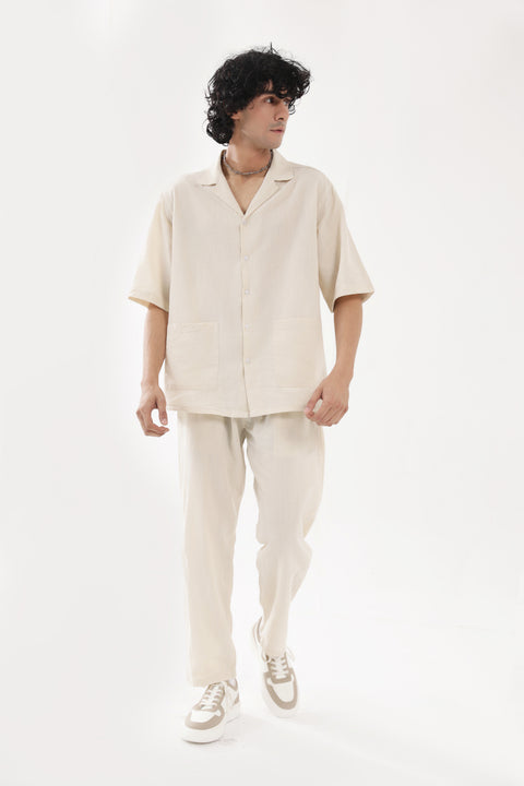 BAGGY FIT RESORT COLLAR LINEN SHIRT