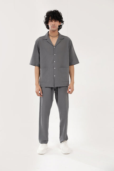BAGGY FIT RESORT COLLAR LINEN SHIRT